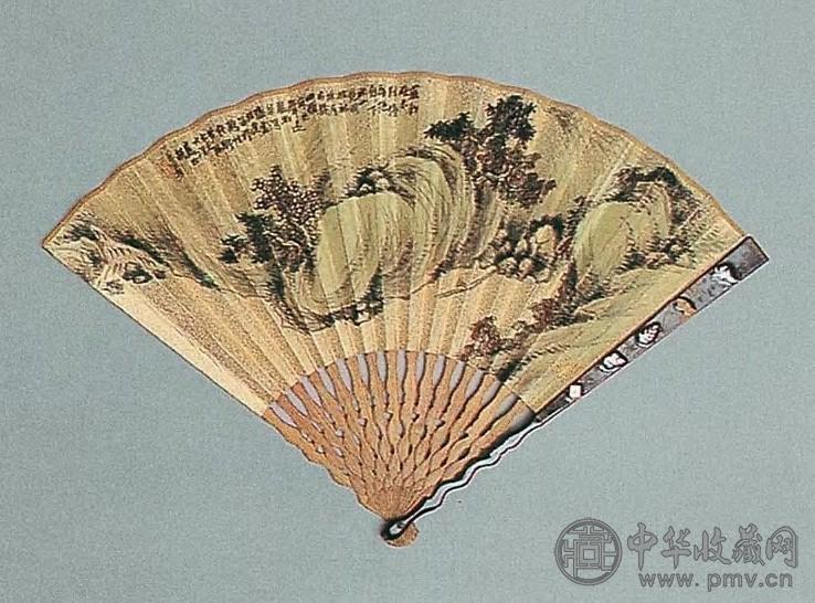 胡公寿 山水 扇面 设色金笺