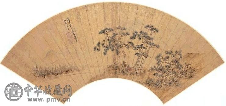 吴廷羽 1536年 松溪高逸 扇面 洒金设色