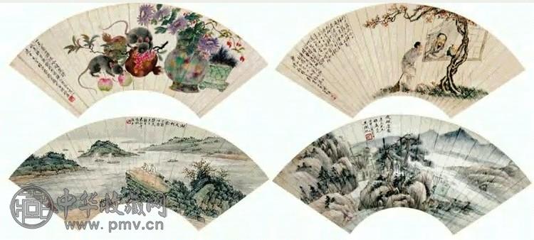 吴湖帆 山水扇面 镜心 设色纸本