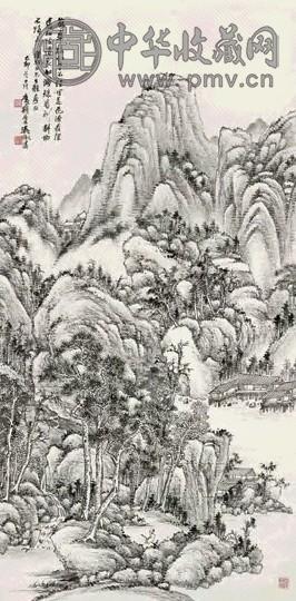 吴待秋 花源岚翠图 立轴 水墨纸本