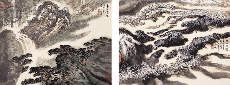 陆一飞 山水 册页(12开选2)