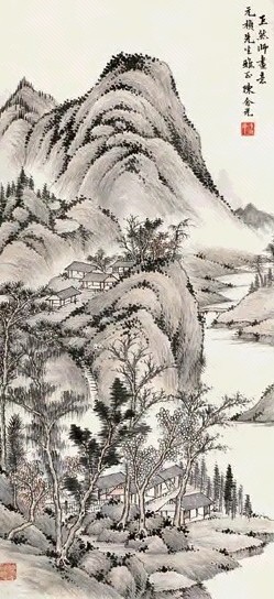 陈含光 溪山清夏图 立轴 设色纸本