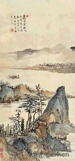 吴嘉行 山水 轴 绢本