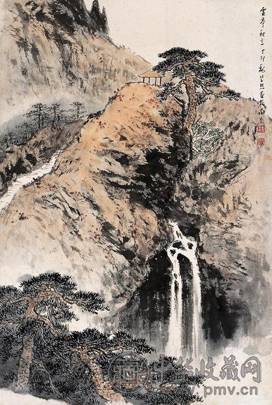 魏紫熙 虚亭秋意图 立轴 设色纸本