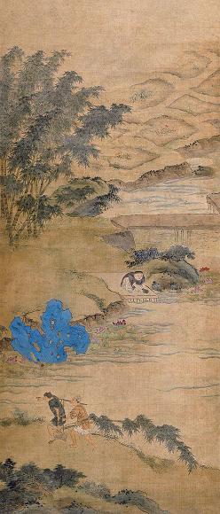 山水 人物 立轴 绢本