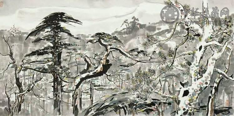 吴冠中 当代 松林 镜心