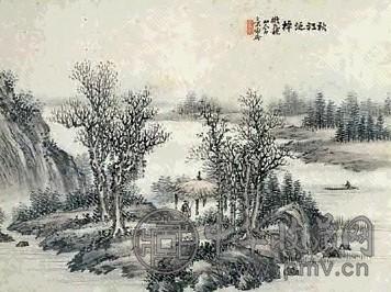 蔡弘勲 秋江冷棹 镜心 设色纸本