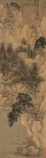 蓝瑛 千山横雪图 立轴 设色绢本