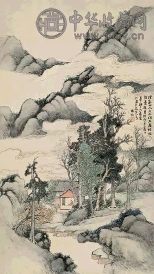 林纾 云山悟道图 立轴 设色纸本