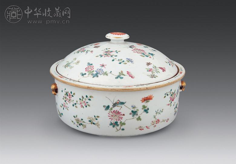 清同治 粉彩秋虫一品锅