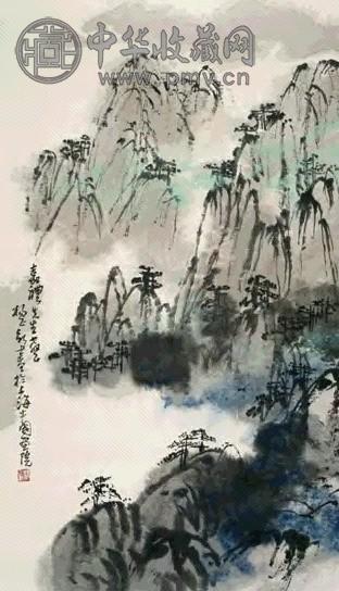 山水人物 绢框 设色纸本