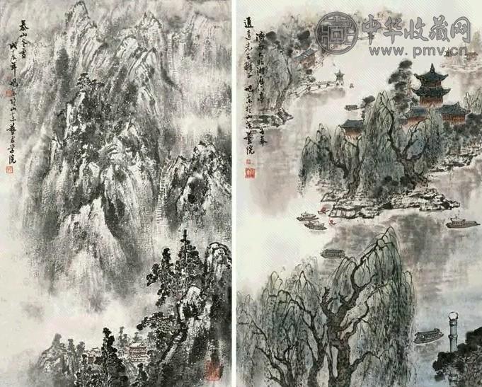 王旭东 1988年作 泰山冬雪 济南大明湖 立轴 设色纸本