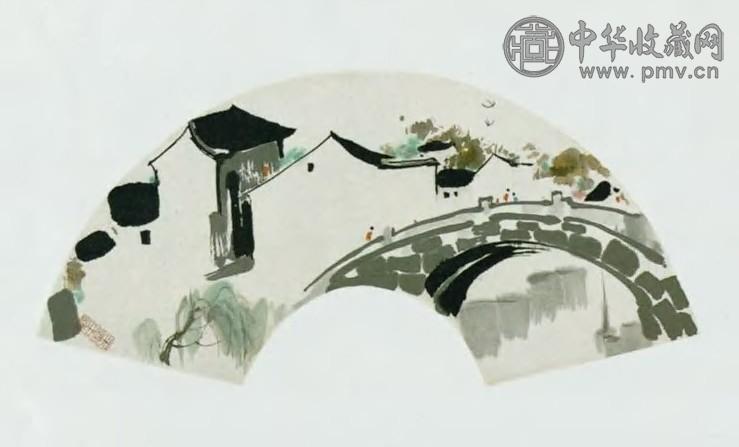 吴冠中 当代 江南水乡 扇面