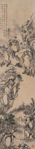 方焜 山水 立轴 纸本
