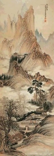 张仲瑚 白云湖树图 立轴 设色纸本