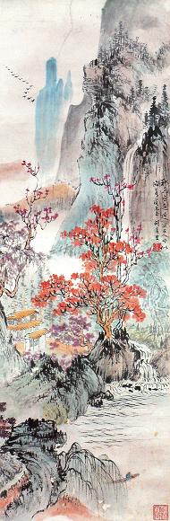 胡若思 山水 立轴 设色纸本