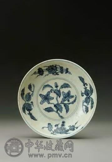 明宣德 青花三多花果纹盆