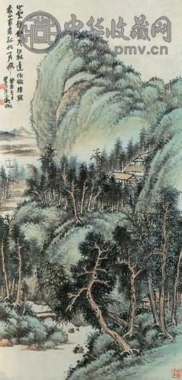 吴徵 癸酉冬日(1933年)作 青绿山水 立轴 设色纸本