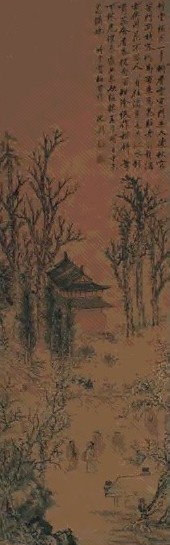 沈周 梅花草堂 立轴 设色纸本