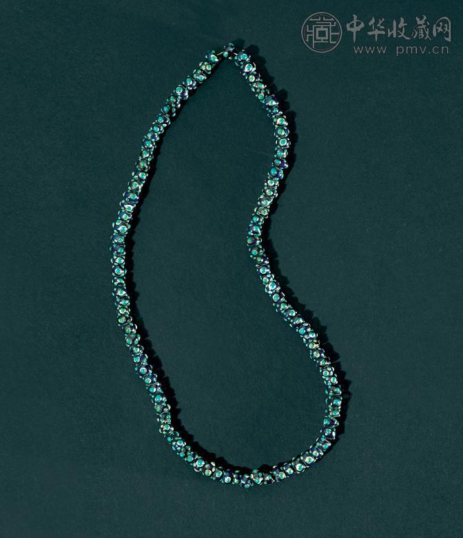 约公元前三世纪 松石绿点纹玻璃珠链子