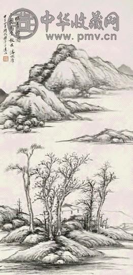 吴湖帆 潘承厚 临李擅园图 立轴 水墨纸本