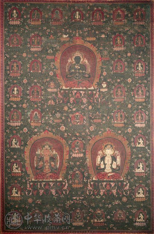 明成化1479年作 汉藏风格三佛唐喀