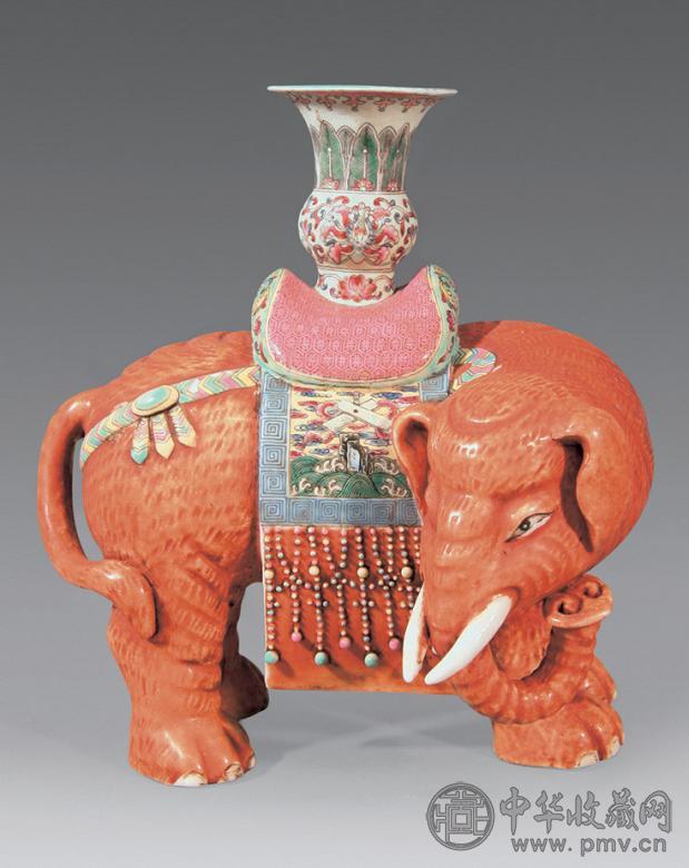 民国 粉彩“太平有象”摆件