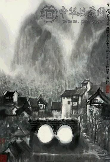 李行简 山水 立轴 设色