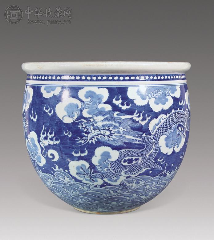 清光绪 青花龙纹缸
