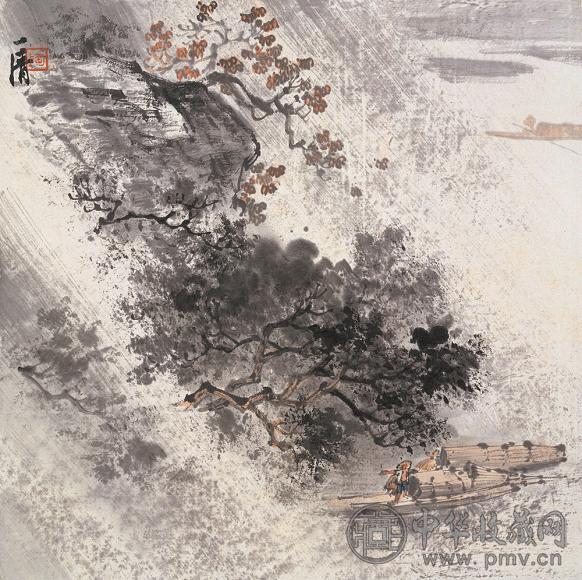 陶一清 山水 立轴 设色纸本