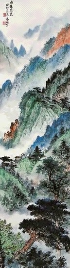 周元亮 山水 立轴 设色纸本