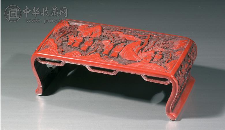 清十八/十九世纪 剔红文人图臂搁