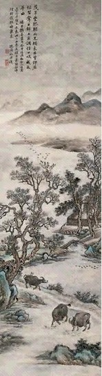 沈塘 牛背笛声图 立轴