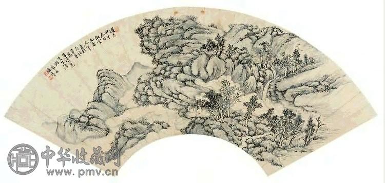 谢亭 山水 扇面 纸本