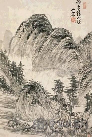 沈宗骞 墨笔山水 立轴 水墨纸本