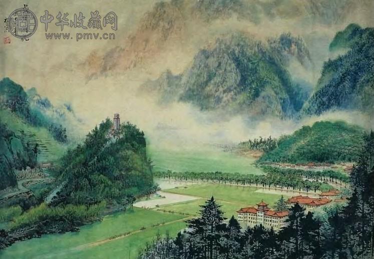 溥佺 近代 茨坪新貌 镜心
