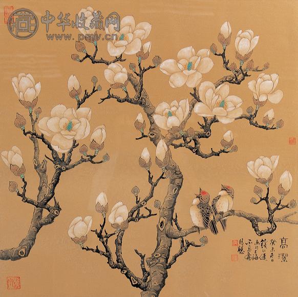 钱行健 2003年作 高洁 镜心 设色泥金笺