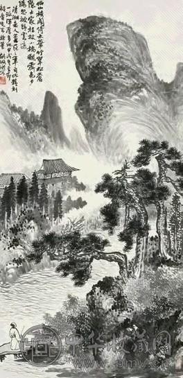 胡佩衡 1934年作 仙山楼阁图 立轴 水墨纸本