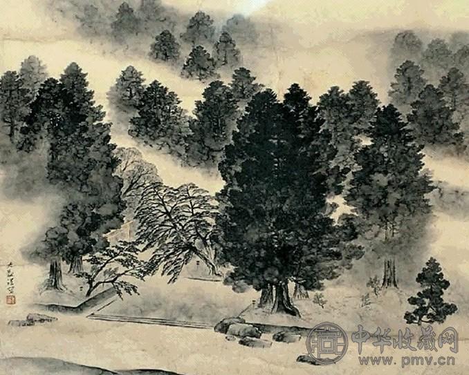 大观 山水 立轴 水墨绢本