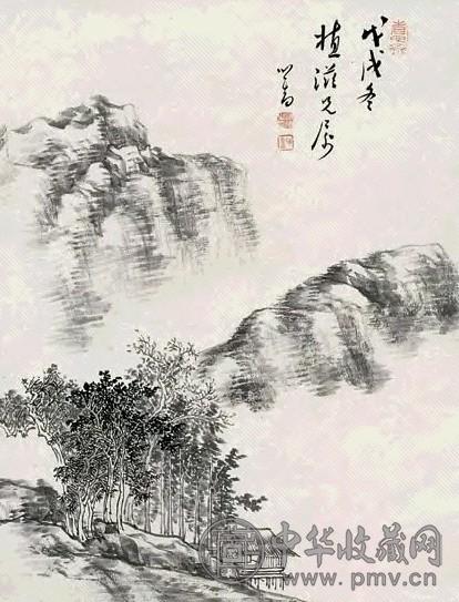 溥儒 秋山图 立轴 水墨纸本