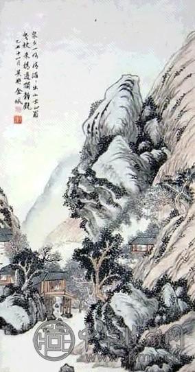 金城 山水 立轴 设色纸本