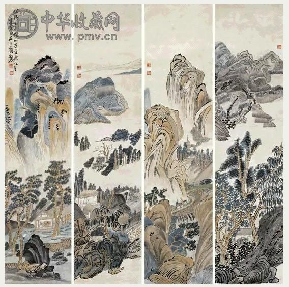 近现代齐白石山水四屏轴收藏资讯|艺术家|书画家|书画名人|书法家-中华