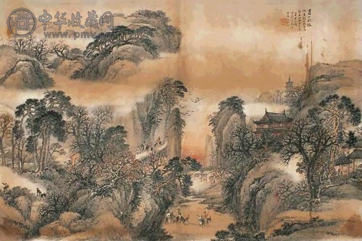 吴石僊 山水 横幅