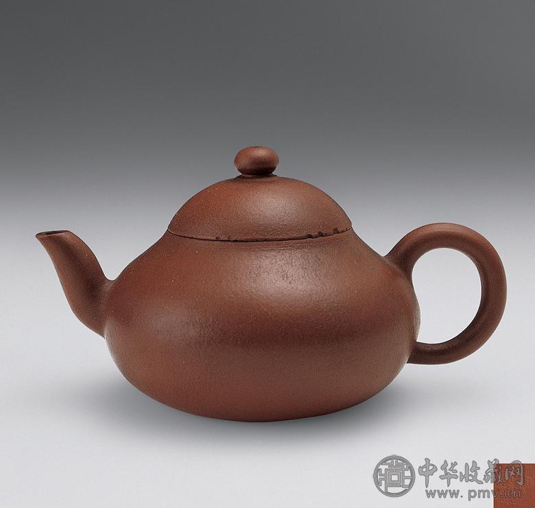 清 珍宝陶斋款朱泥梨形壶