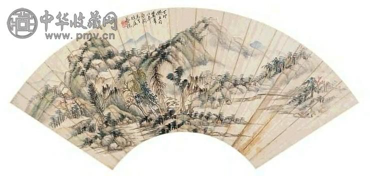 蔡铣 山水 扇面 设色纸本