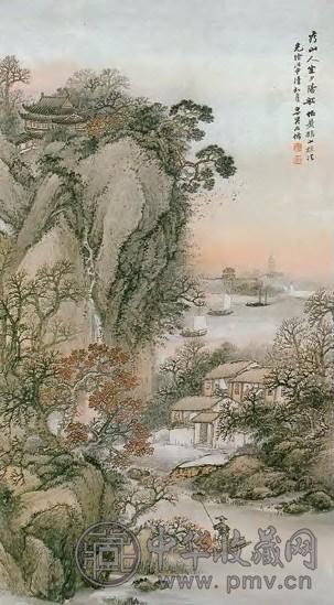 吴石仙 夕阳看山 轴