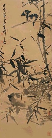 韩天衡 1989年 竹雀 立轴 水墨纸本