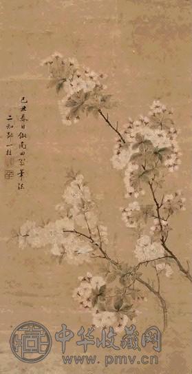 邹一桂 己丑(1769年)作 花卉 立轴 设色纸本