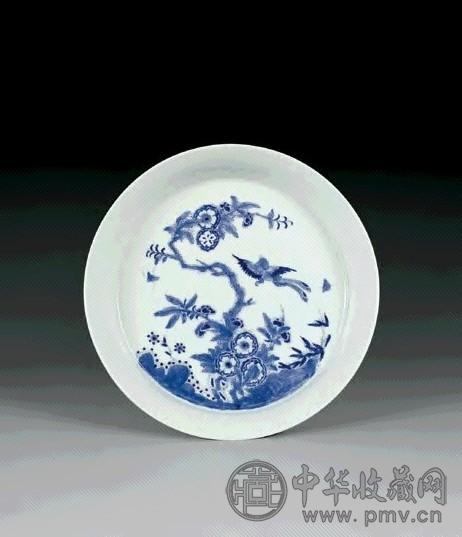 清康熙(款) 青花梨花练鹊纹洗