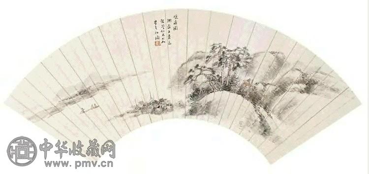 杨伯润 晚渡图 扇面 设色笺本